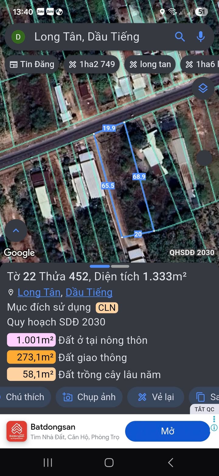 Đất Nền Mặt Tiền ĐT 749D, Dầu Tiếng, Bình Dương - 1340m² - Vị Trí Vàng Kinh Doanh