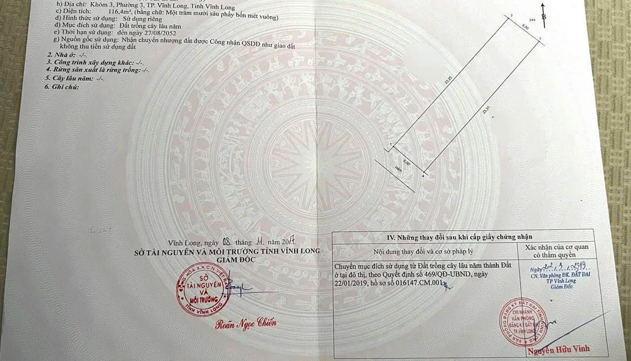 Đất nền Vĩnh Long 116m² - Đường to ô tô, sổ đỏ chính chủ!