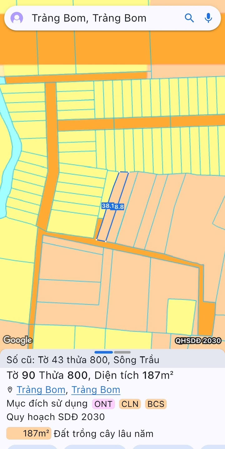 Đất nền Trảng Bom 190m² giá 1.1 tỷ - Có 100m² thổ cư!