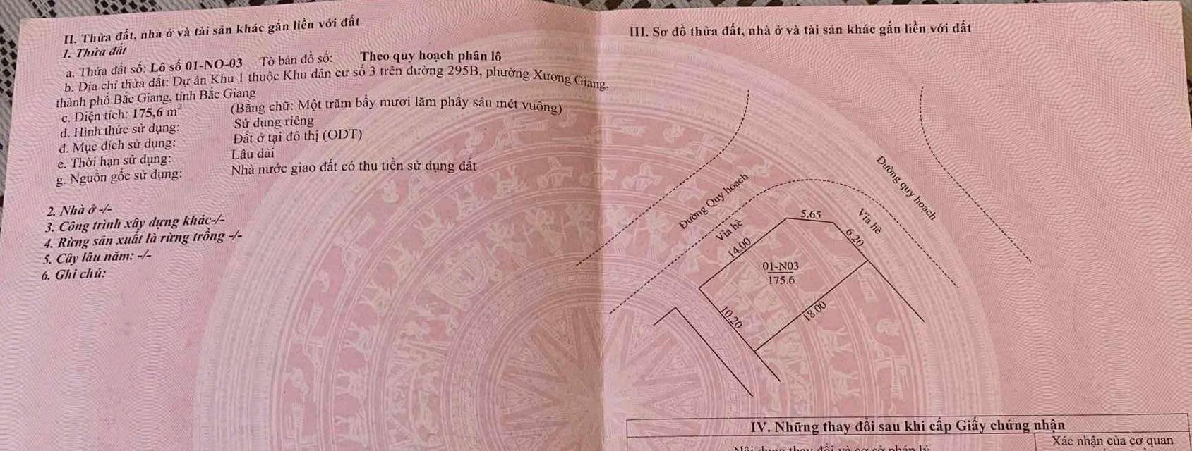 Đất nền Văn Cao Bắc Giang 175m² - Sổ đỏ chính chủ, lô góc vàng!