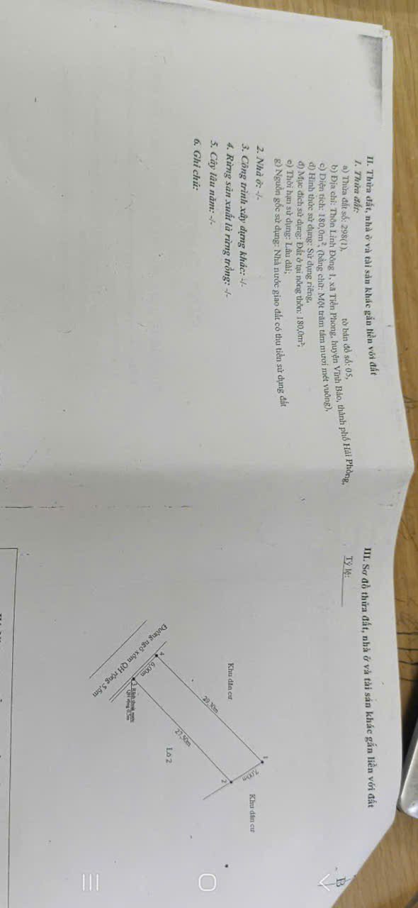 Đất nền Xã Tiền Phong, Vĩnh Bảo 180m² - Đất thổ cư 100%!