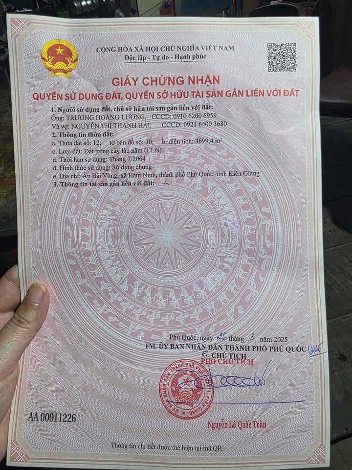 Bán Đất Rộng 3699m² Đường Đồng Tranh, Hàm Ninh, Phú Quốc - Giá Tốt