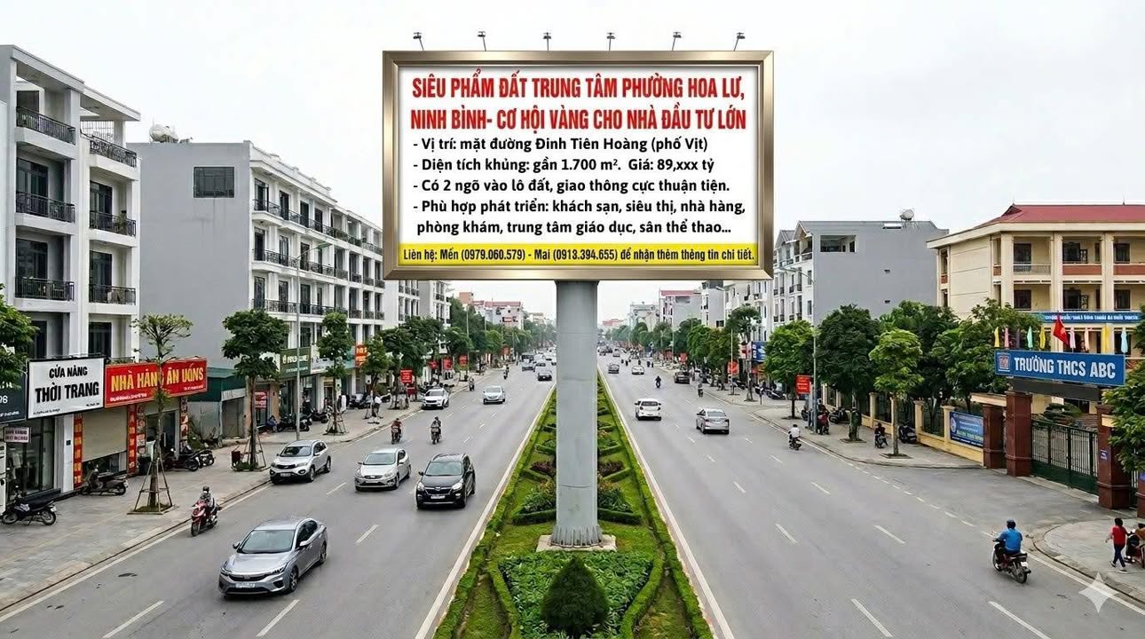 Đất Đinh Tiên Hoàng Hoa Lư 1.700m² 89 tỷ – Giá tốt hiếm có