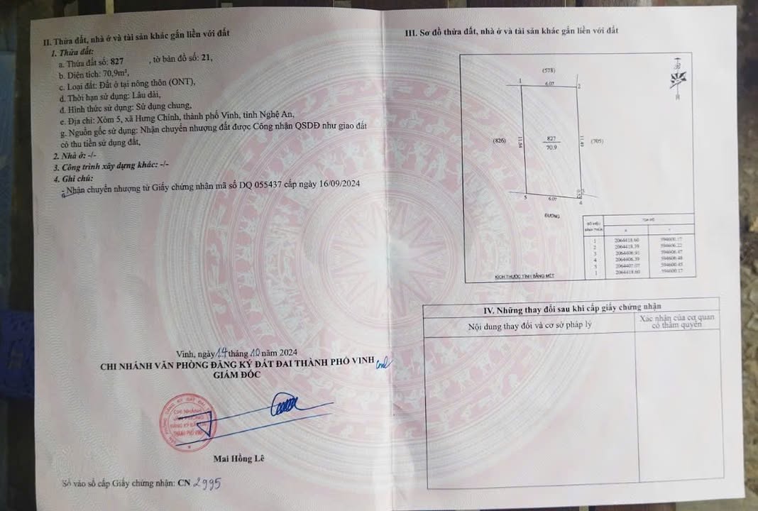 Đất nền Xóm 5 Hưng Chính, Vinh 71m² giá 2.7 tỷ - Đường to ô tô