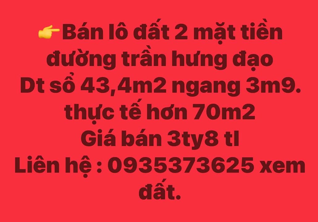 Đất nền Trần Hưng Đạo Quy Nhơn 70m² - Sổ đỏ chính chủ!