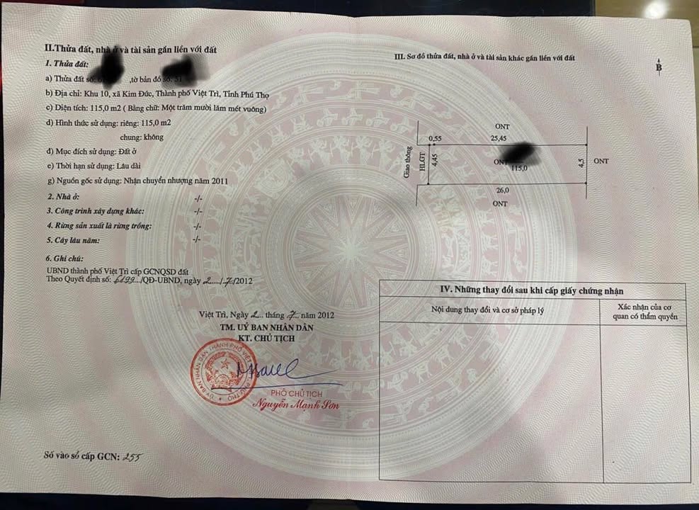 Bán Đất 115m² Việt Trì - Sổ Đỏ Full Thổ Cư, Giá 2.3 Tỷ