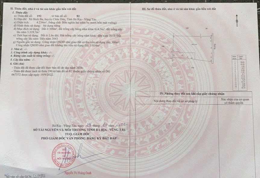 Đất nền Bình Ba Châu Đức 4234m² giá 5 tỷ - Sổ đỏ chính chủ