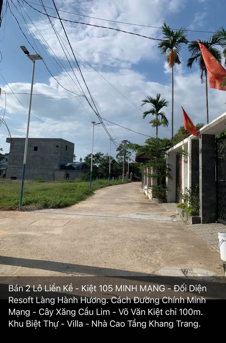 Bán 2 Lô Liền Kề Minh Mạng, Huế 112m² Hướng Đông Nam - Giá 1.9 Tỷ