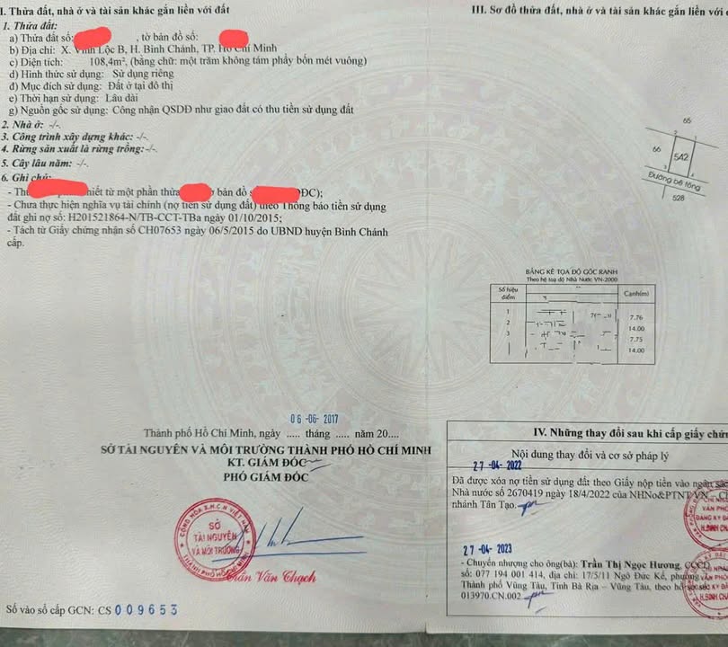 Bán Đất Sổ Hồng Riêng 108m² Đường Cây Cám, Bình Chánh - Giá 3.6 Tỷ