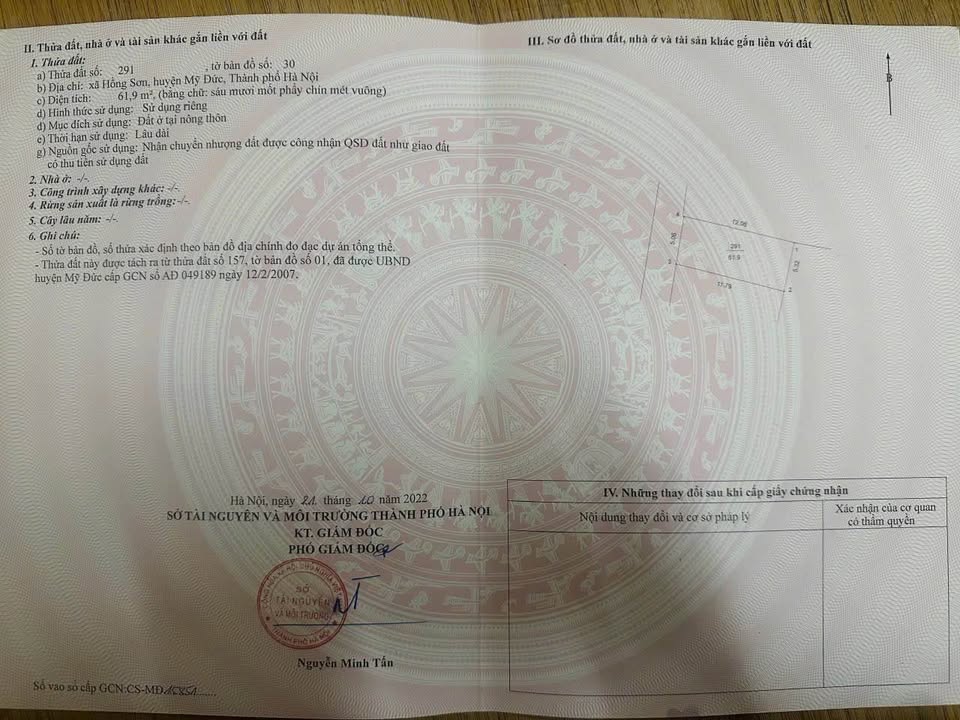 Đất nền Mỹ Đức 61.9m² giá 1.8 tỷ - Sổ đỏ chính chủ