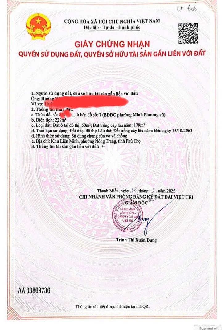 Đất nền Minh Phương, Việt Trì 229m² sổ đỏ chính chủ