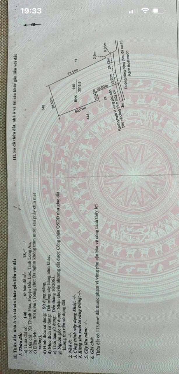 Bán đất vườn 3016m² Thạnh Hòa, Bến Lức - Sổ đỏ sẵn, tiềm năng sinh lời cao