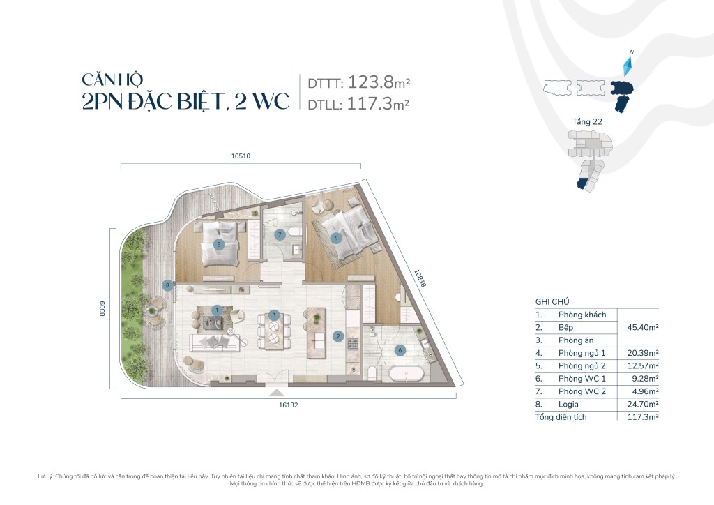 Căn hộ Welltone Nha Trang 110m² - Sổ hồng lâu dài, view biển resort