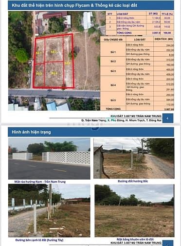 Đất thổ cư 3807m² mặt tiền 60m Trần Nam Trung, Đồng Nai - Sổ hồng sẵn
