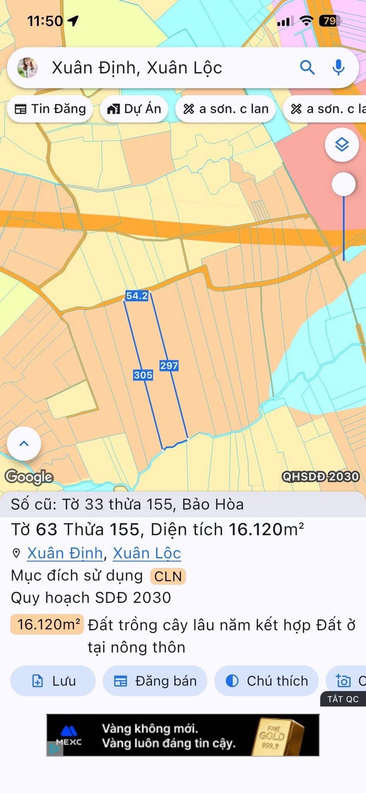 Bán đất 16000m² Xuân Định, Đồng Nai - Sổ hồng, 590 triệu