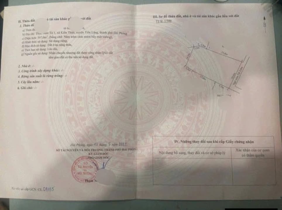 Đất nền Kiến Thiết 597m² - Sổ đỏ chính chủ, thổ cư 100%