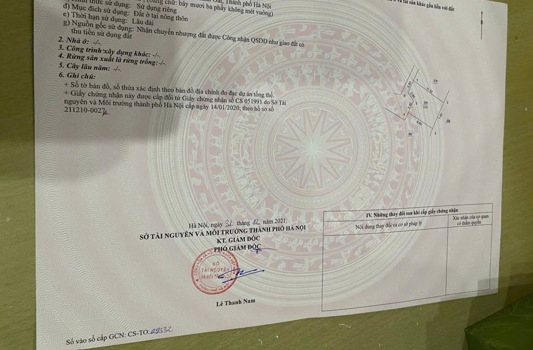 Đất thổ cư 73m² Làng Cự Đà, Thanh Oai - Sổ đỏ sẵn sàng, giá 5.x tỷ