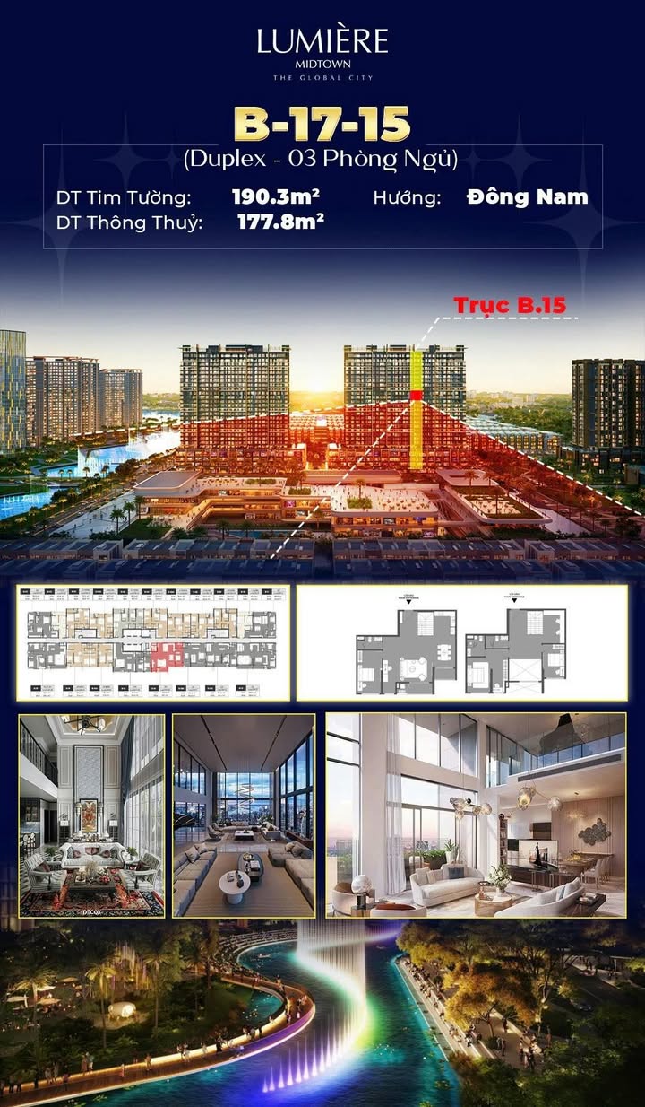 Duplex Lumiere Midtown Quận 11 - 190m² - 32.3 Tỷ - View TTTM