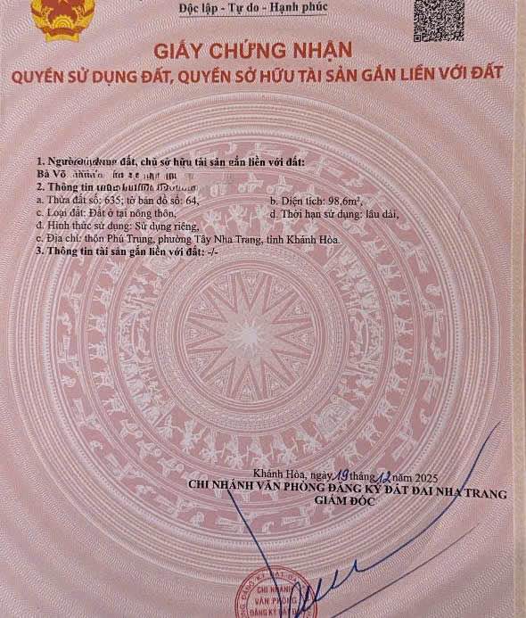 Bán Đất Lô Góc Vạn Thạnh Nha Trang 98.6m² - Sổ Đỏ Sẵn Sàng