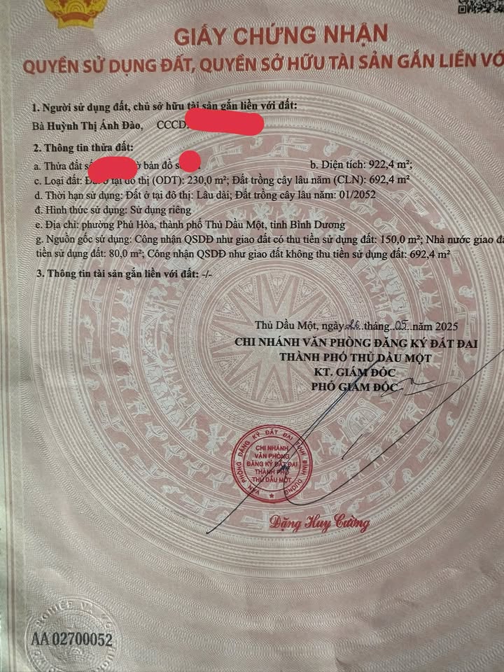 Đất Vàng 922.4m² Phường Hòa Phú, Thủ Dầu Một - Giá Đầu Tư Hấp Dẫn