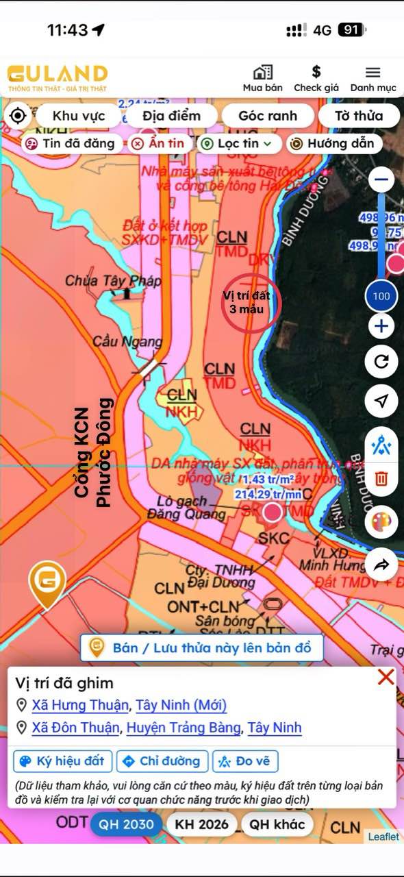 Đất Vườn Mặt Sông 29100m² Hưng Thuận, Tây Ninh - Giá Đầu Tư