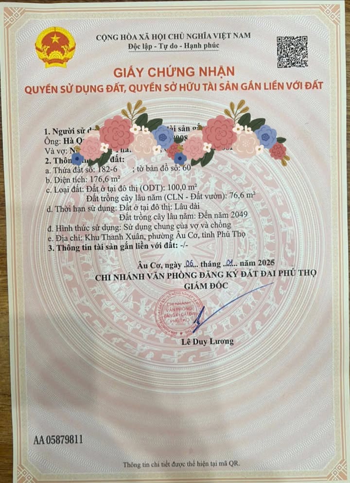 Đất nền Âu Cơ Phú Thọ 176m² giá tốt - Tiềm năng tăng giá!