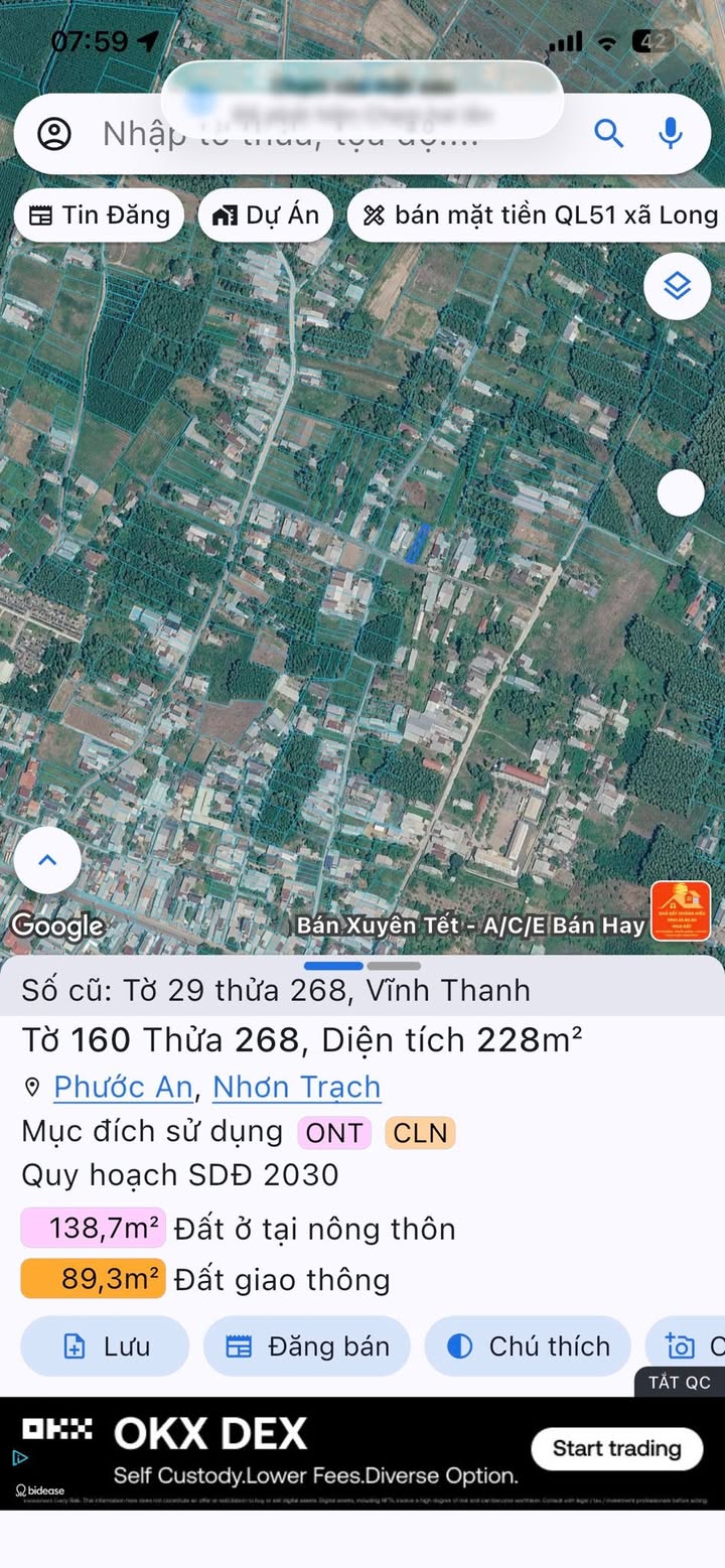 Đất nền Vĩnh Thanh, Nhơn Trạch 228m² giá 2.3 tỷ - Sổ đỏ chính chủ