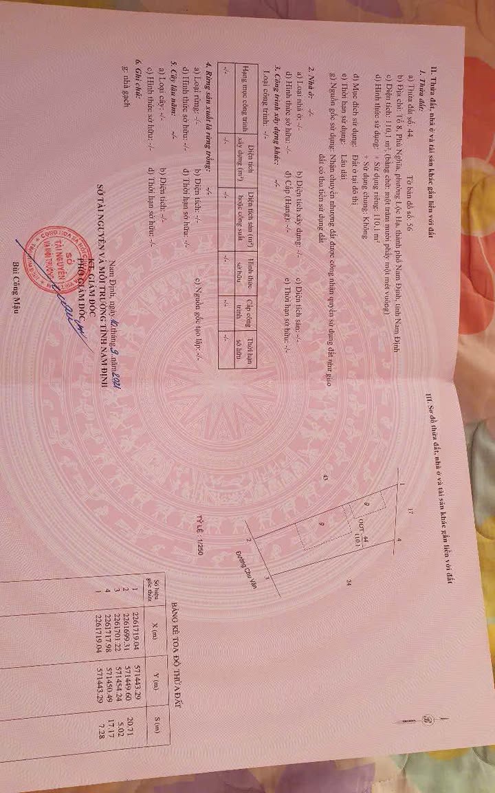 Đất Mặt Tiền Chu Văn An, Nam Định - 110.1m² Hướng Đông Nam