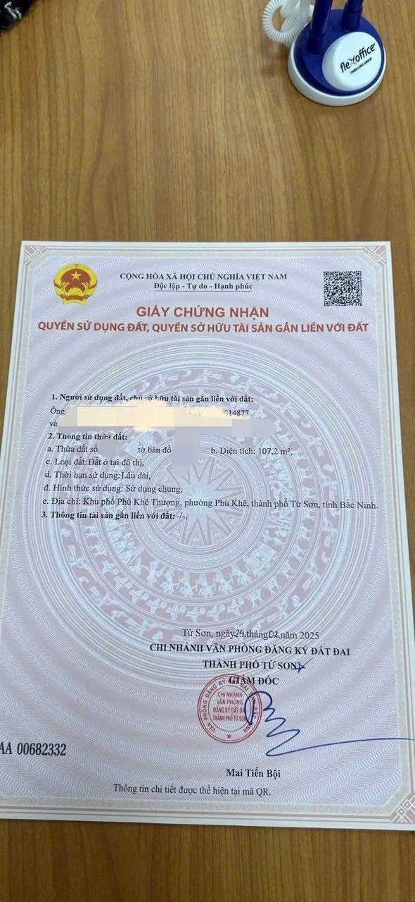 Đất nền Phù Khê, Từ Sơn 107m² - Sổ hồng chính chủ, ô tô vào tận nơi!