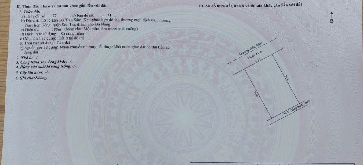 Đất Biệt Thự Sơn Trà 180m² - Xây Dựng Tự Do, Sổ Đỏ Sẵn Sàng!
