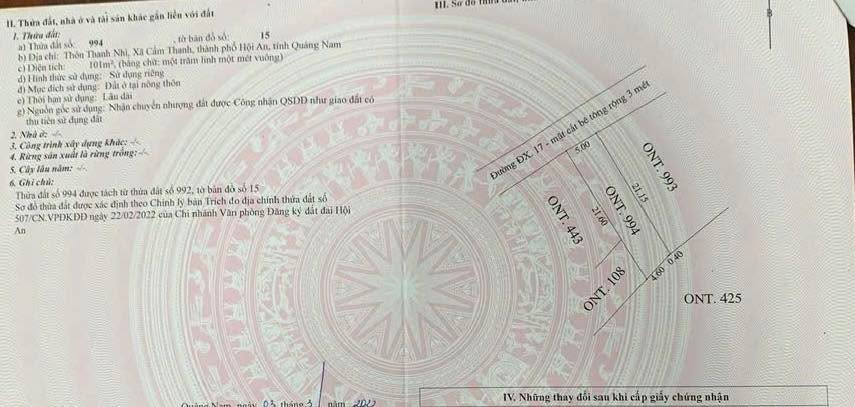 Bán Đất Cẩm Thanh 100m² Mặt Tiền DX17 - Sổ Đỏ Chính Chủ