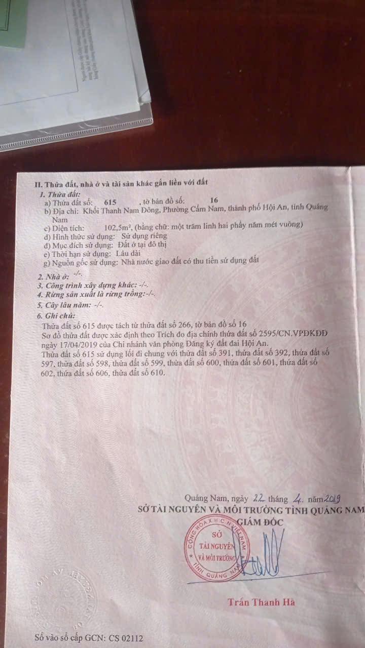 Đất nền Cẩm Nam, Hội An 102m² giá 1.75 tỷ - Sổ đỏ chính chủ