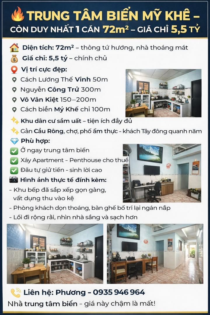 Apartment Phước Mỹ, Sơn Trà 72m² giá 5.5 tỷ - Đầu tư sinh lời!