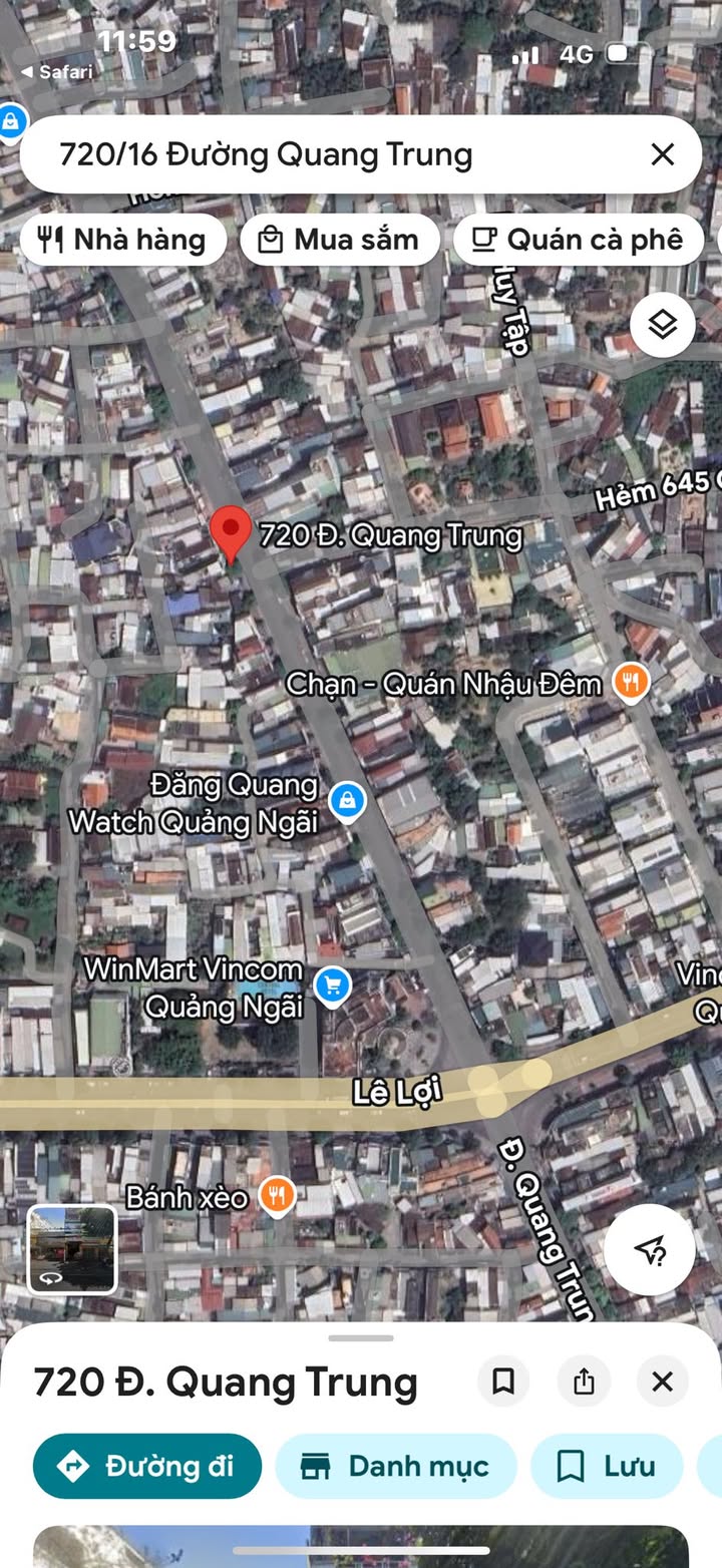 Bán đất tặng nhà cấp 4 hẻm Quang Trung, Quảng Ngãi - 100m² giá 1.8 tỷ