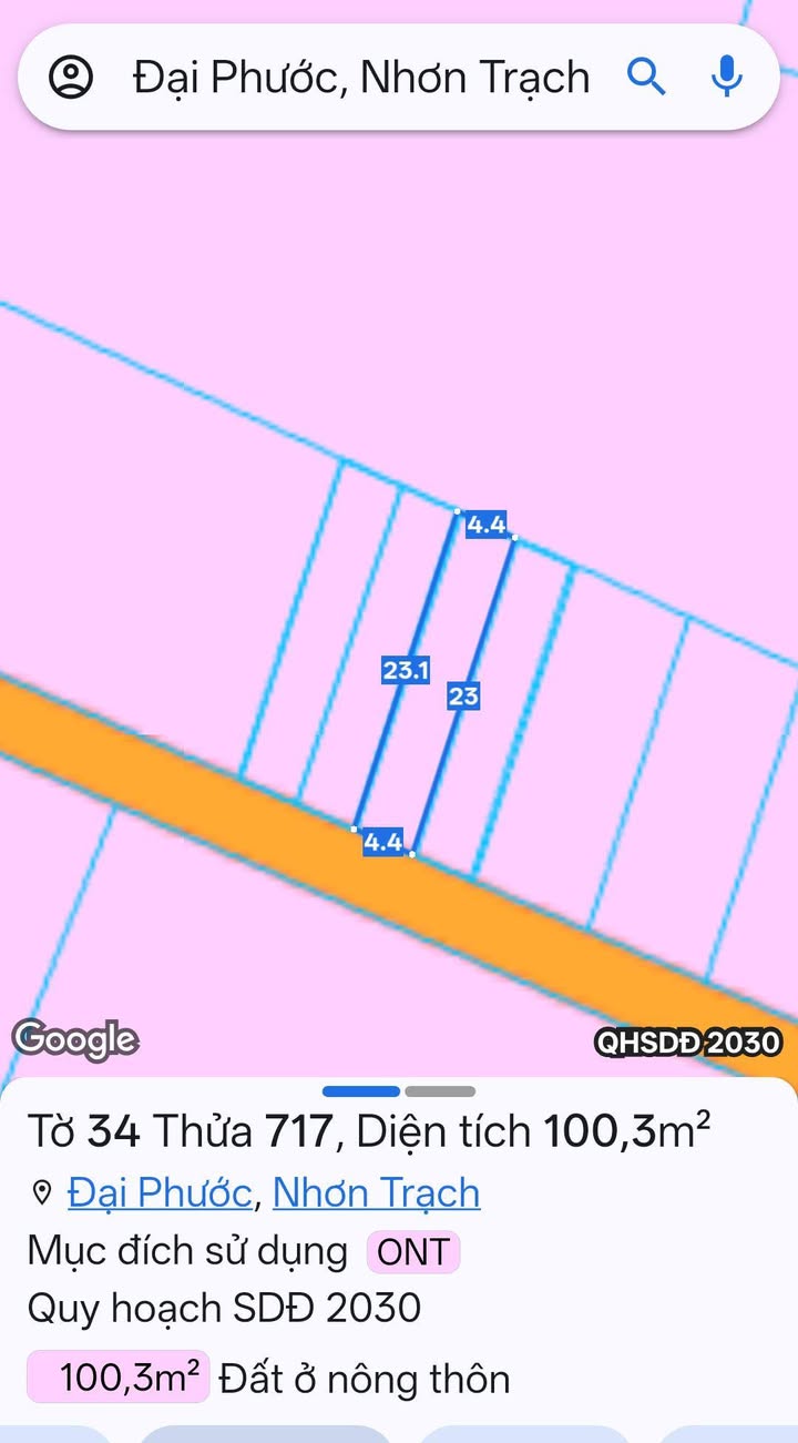 Đất thổ cư 100m² Hùng Vương, Đại Phước - Sổ hồng sẵn, ô tô vào tận nơi