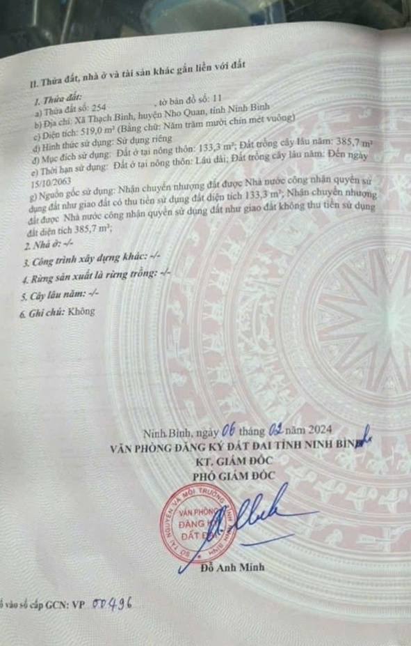 Đất nền Thạch Bình, Nho Quan 520m² - Dưới 1 tỷ, sinh thái xanh!