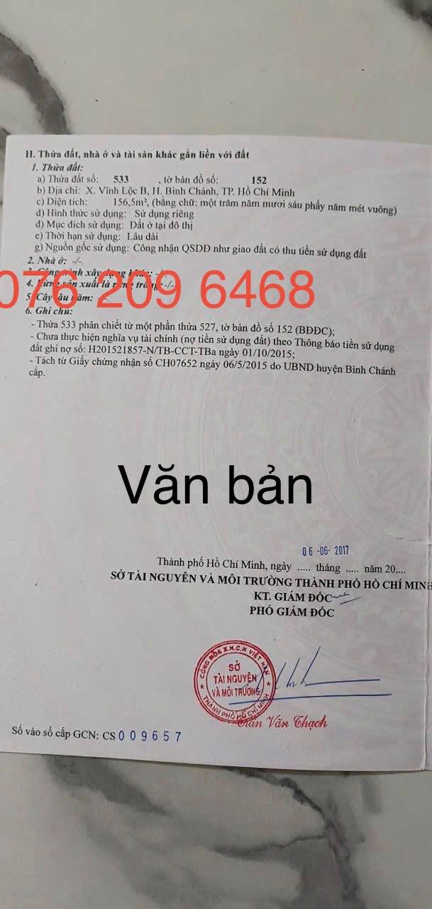 Đất nền Vĩnh Lộc B 156.5m² 5 tỷ - Tiềm năng tăng giá vượt trội!