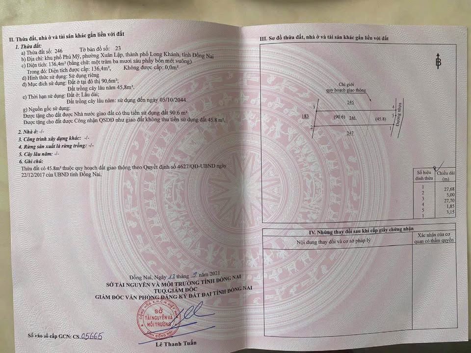 Đất nền Long Khánh 136m² giá 1.5 tỷ - Sổ đỏ chính chủ