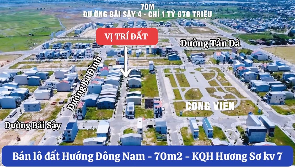 Đất Nền Hương Sơ Huế 70m² - Sổ Hồng Sẵn Sàng, Giá 1.67 Tỷ