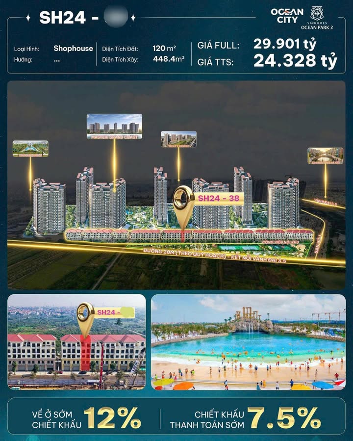 Shophouse Masterise Cau Dien 120m² 24.3 ty - Kinh doanh ngay