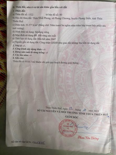 Bán Đất 50.000m² Mặt Sông Hàng Thơm, TT Huế - Giá 1 Tỷ