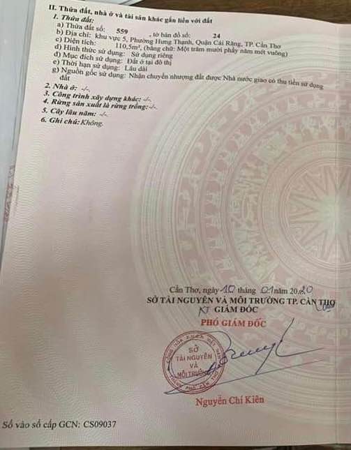 Đất nền Cái Răng 110.5m² - Sổ đỏ chính chủ, pháp lý rõ ràng!