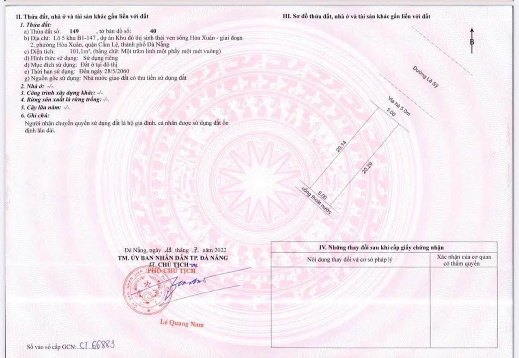 Đất Nền Lê Sỹ Đà Nẵng 101m² - View Công Viên, Đối Diện Stalent