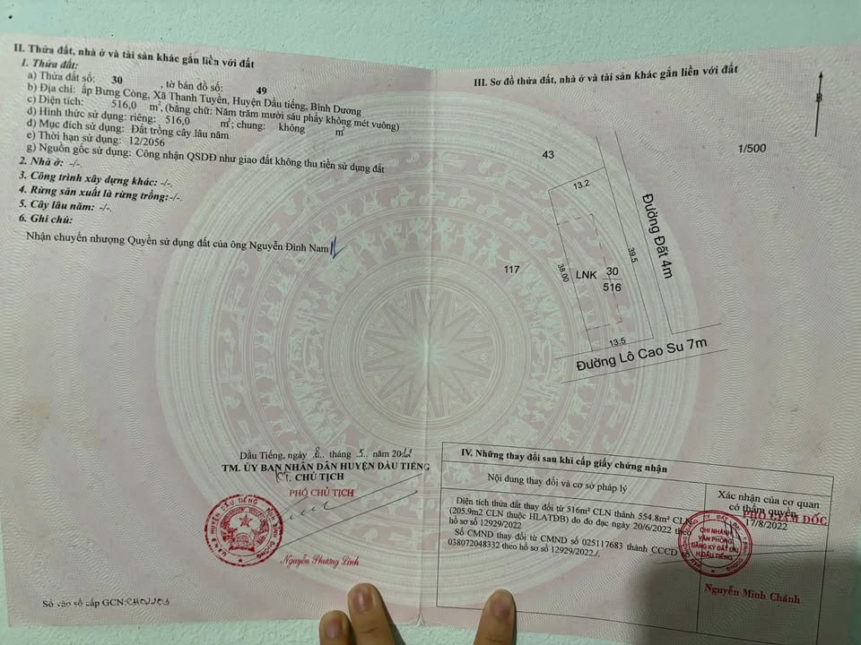 Đất nền 494m² An Tây, Bến Cát - Giá 1.3 tỷ, Sẵn Thổ Cư