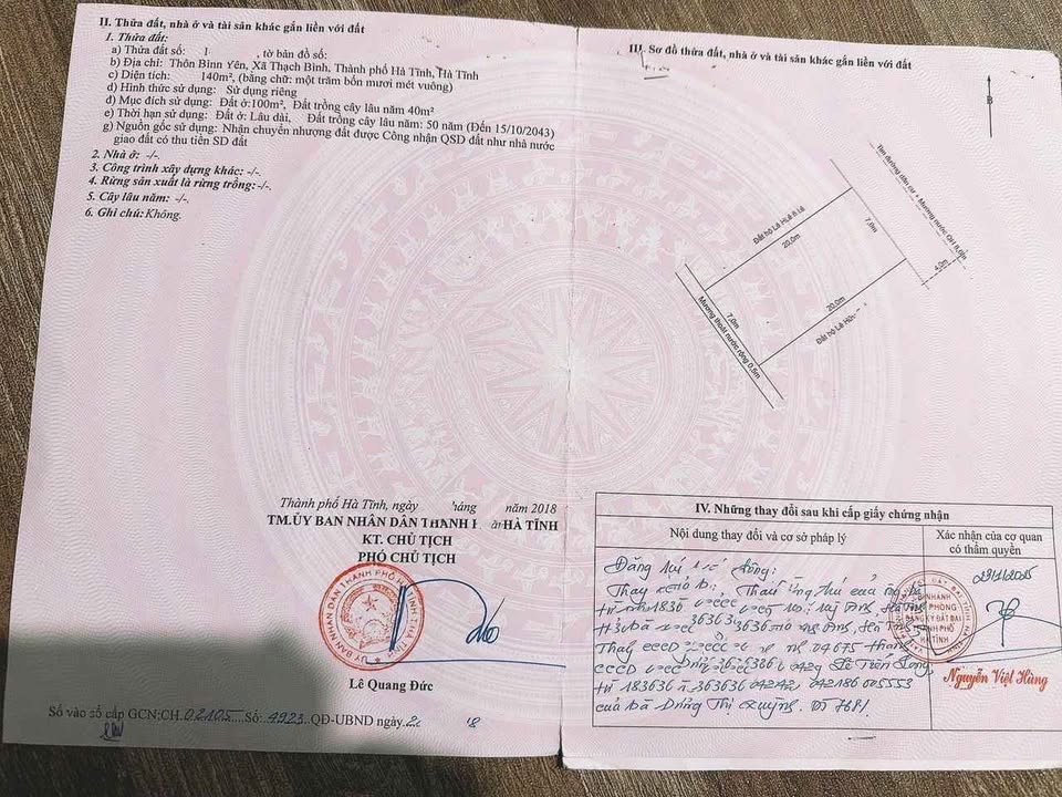 Đất nền Thạch Bình, TP Hà Tĩnh 140m² - Đường to ô tô