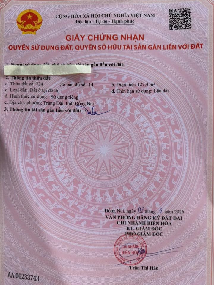 Đất nền Trảng Dài 124m² 3.35 tỷ - Sổ hồng chính chủ, xây dựng tự do!