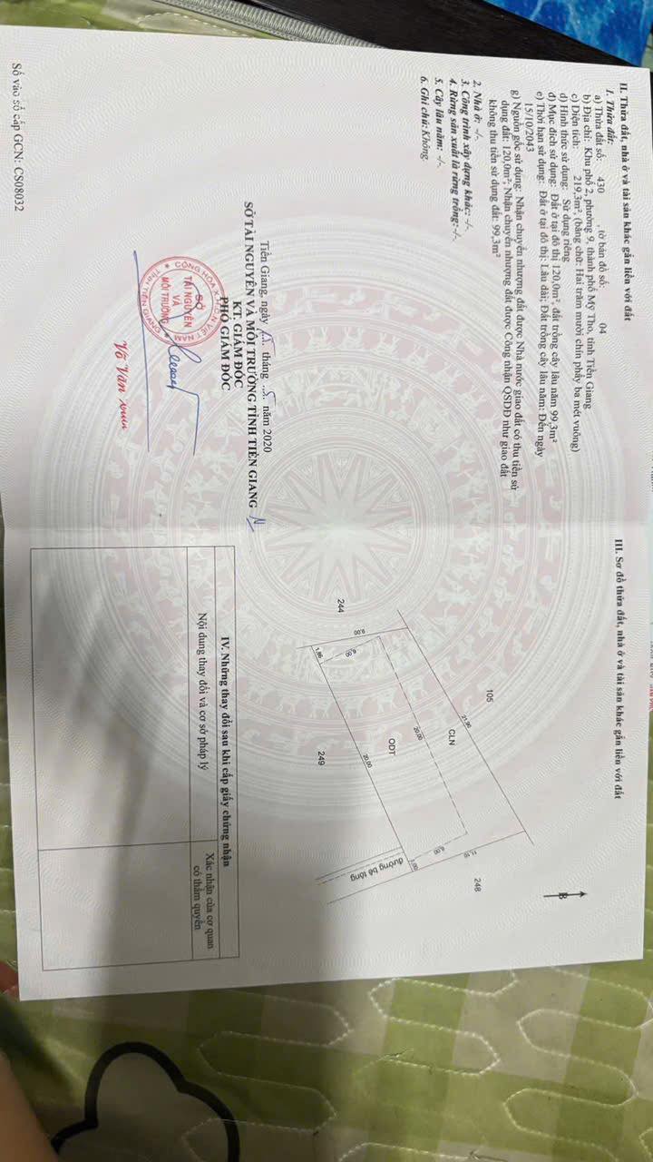 Đất nền 219m² Phường 9 TP Mỹ Tho - Sổ đỏ chính chủ!