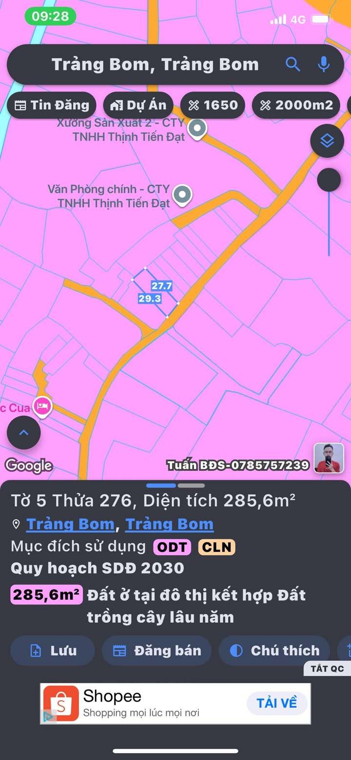 Đất Nền Trảng Bom 280m² - Sổ Hồng Thổ Cư, Giá 2.6 Tỷ