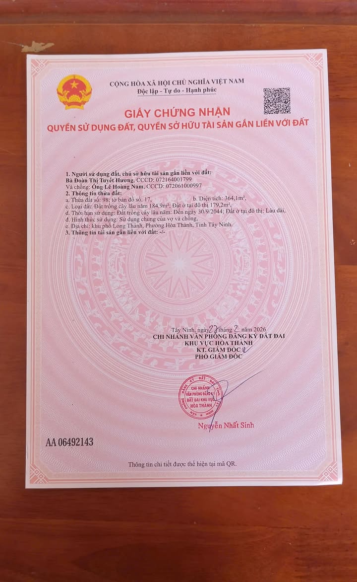 Bán Đất Hòa Thành 364m² - Sổ Đỏ Chính Chủ, Gần Trần Phú