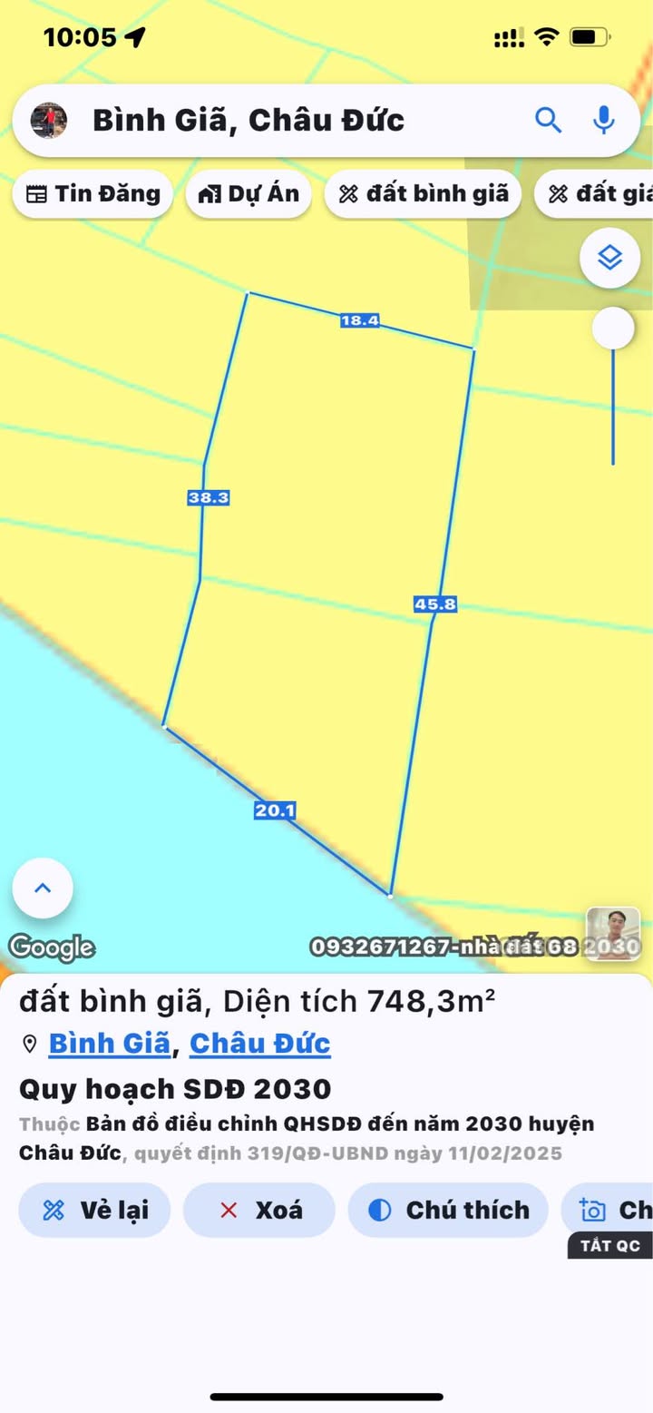 Bán đất 760m² sổ riêng Bình Giã, Bà Rịa - Vũng Tàu, giá 750 triệu